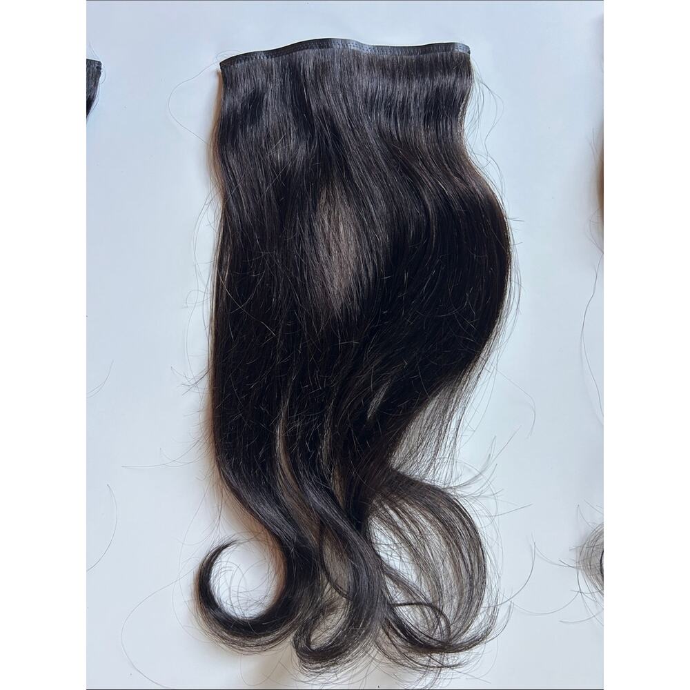 Luxy Seamless Clip In Hair Extensions 16” Inch 140g 1B Off Black Remy Human Hair - Picture 3 of 16